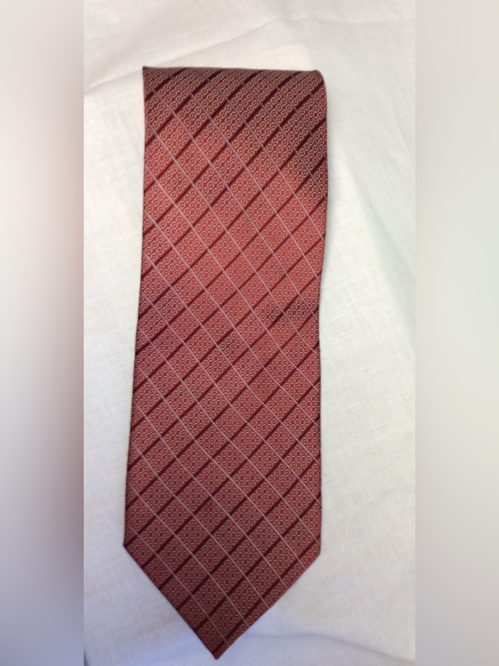 Bergamo New York Classic Men's Red Diamond-Pattern Tie 100% silk 59” length